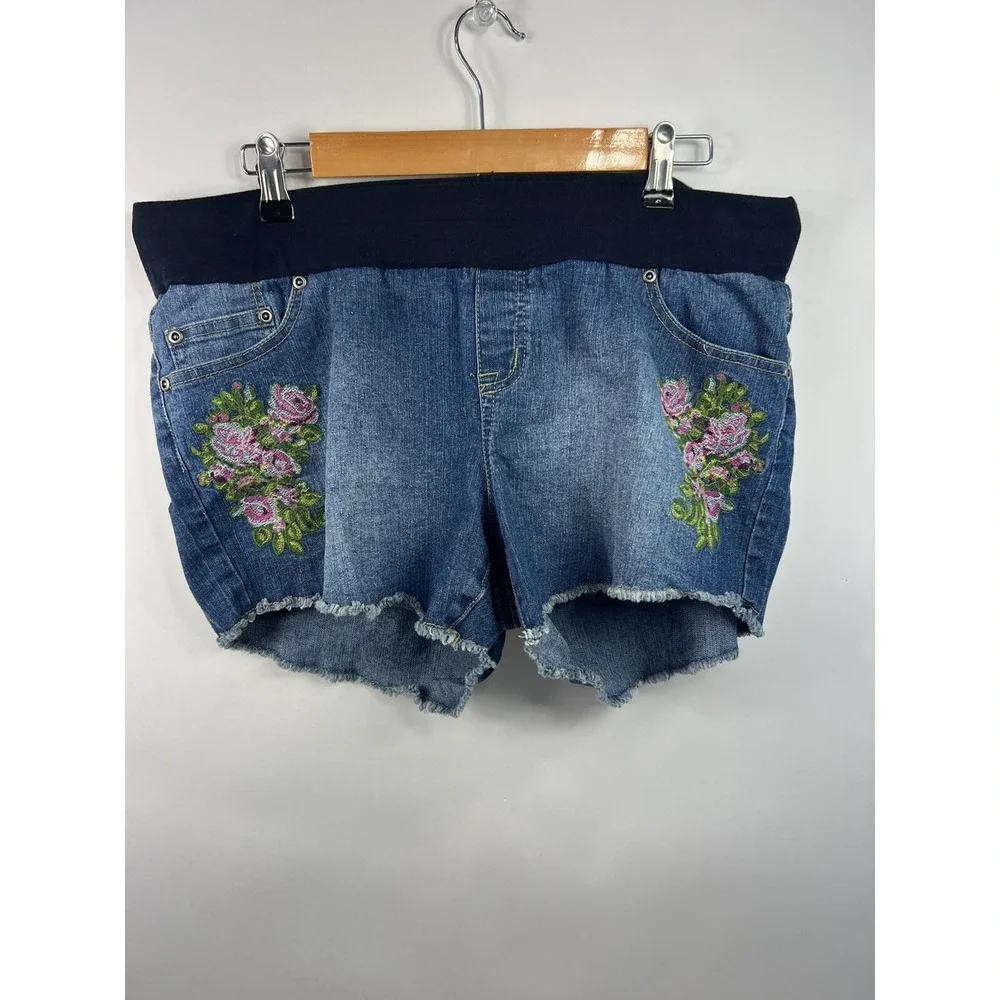 Planet Motherhood Maternity Shorts Women's Sz XL (16/18) Blue 5‎ Pocket